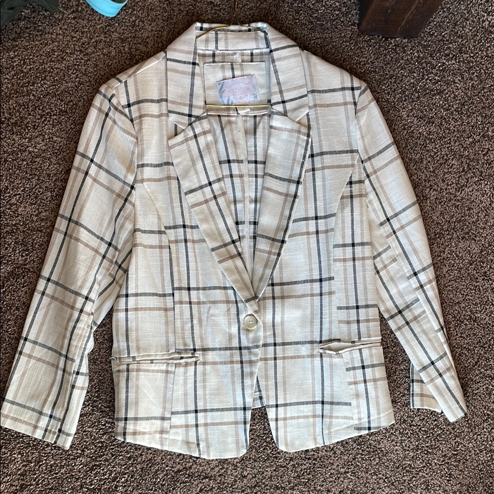 Stoosh Cream and Black Plaid Blazer